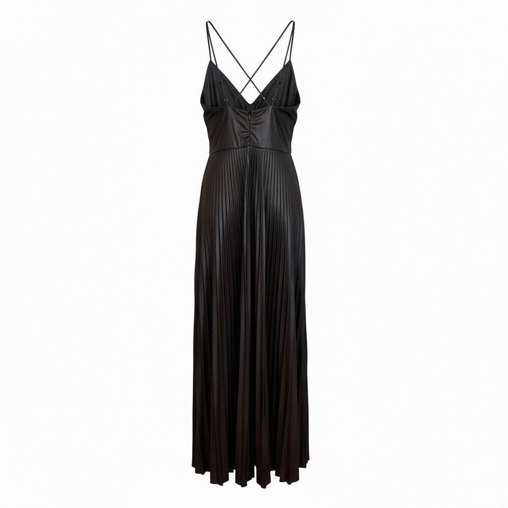 ALC Aries Satin Pleated Dress in Chocolate.Size 14. Retail- $795
